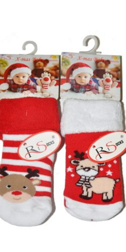 2 paia di calzini natalizi neonati in caldo cotone colori assortiti
