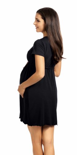 Camicia da notte per gravidanza e allattamento con pizzo nero